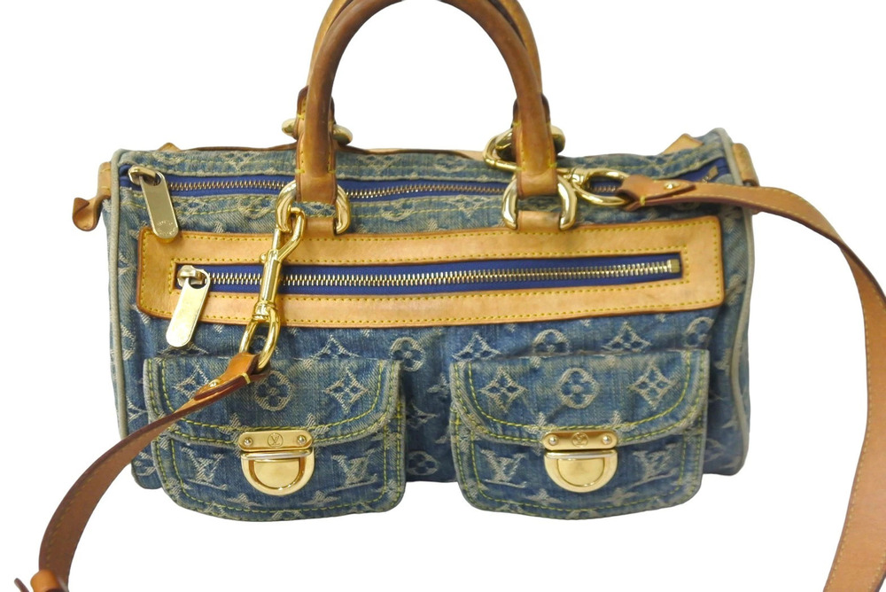 Louis Vuitton Denim shoulder Handbag Neo Monogram Speedy Blue